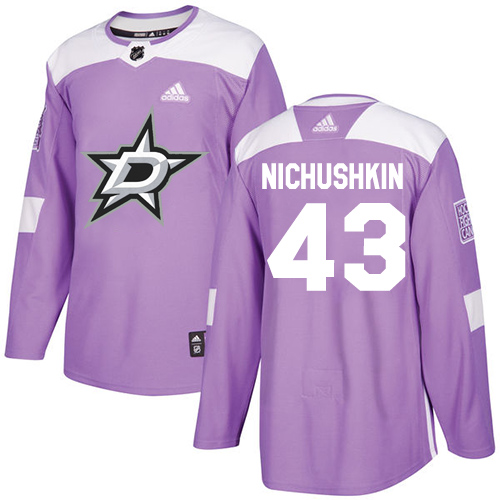 Adidas Stars #43 Valeri Nichushkin Purple Authentic Fights Cancer Stitched NHL Jersey - Click Image to Close